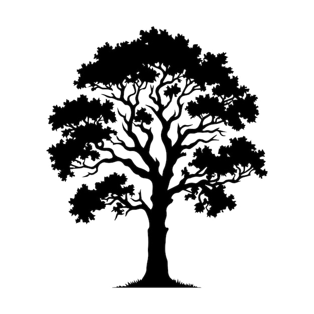 白い背景に隔離された編集可能なベクトルイラストの木のシルエット