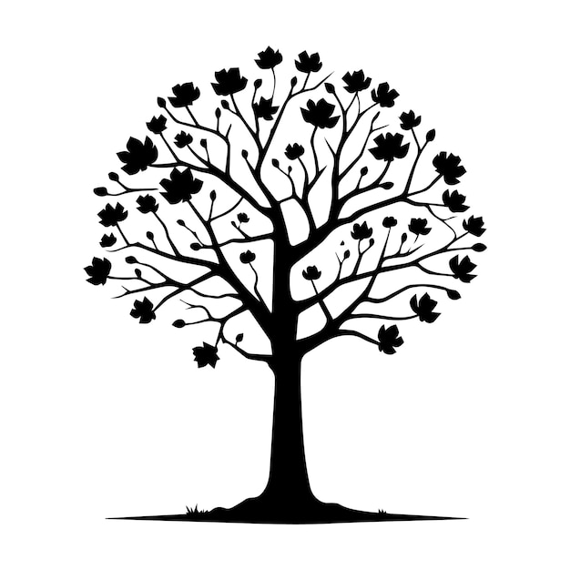 Tree silhouette editable vector illustration isolated over white background