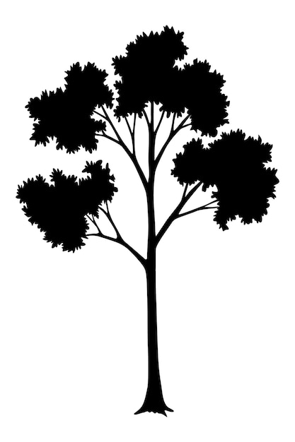 Vettore silhouette di albero foresta e parco albero a foglia caduca natura vettoriale immagine retro isolata