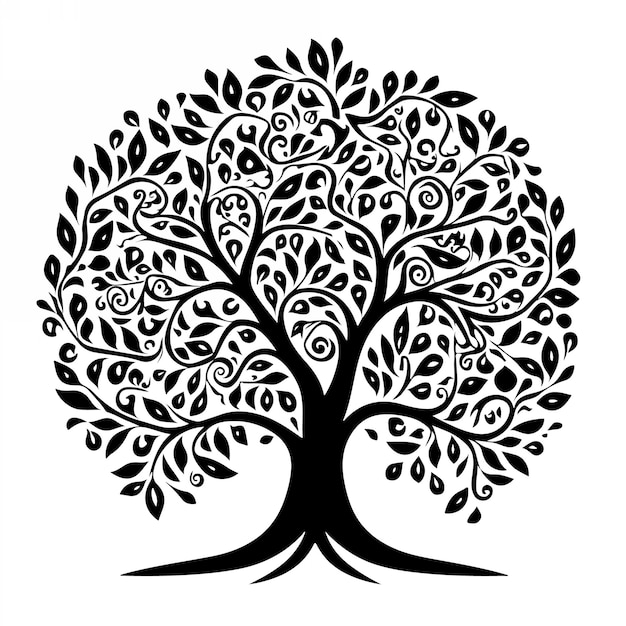 Tree silhouette Handdrawn isolated Vector illustrations
