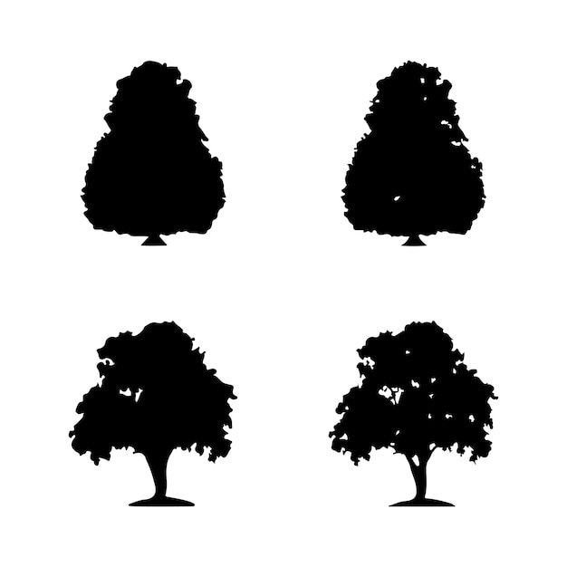 Tree silhouette isolated on white background vector illustration.