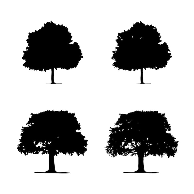 Tree silhouette isolated on white background vector illustration.