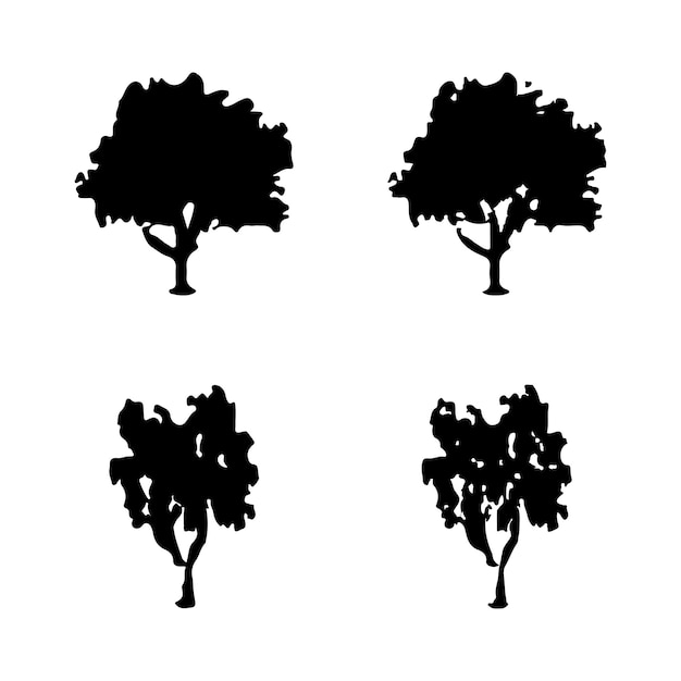 Vector tree silhouette isolated on white background vector illustration.