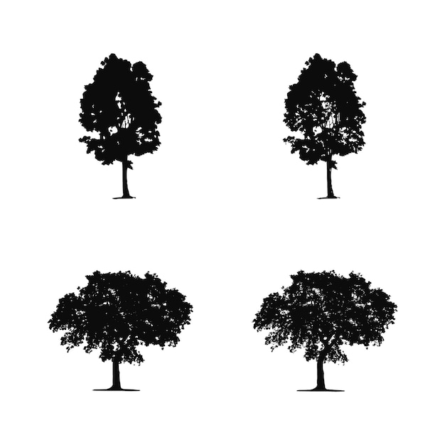 Tree silhouette isolated on white background vector illustration.