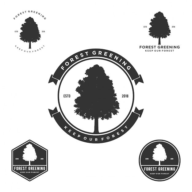 Vector tree silhouette logo vintage