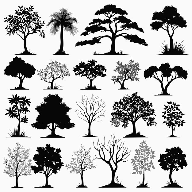 Vector tree silhouette set vector illustration