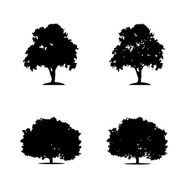 Tree silhouette vector. isolated forest trees silhouettes in black on white background.