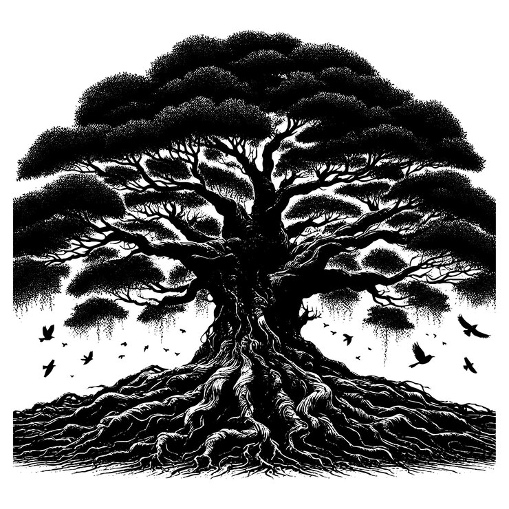 Vector tree silhouette vector style with a white background