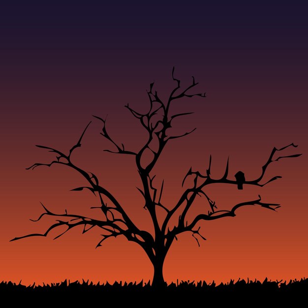 Vector tree and sky