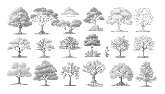 Vector tree style dodle handdrawing