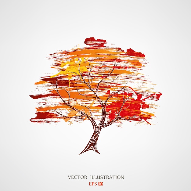 Vector tree stylized tree illustration