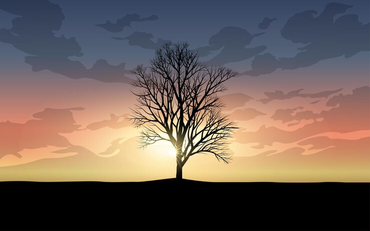 Vector tree in the sun illustration