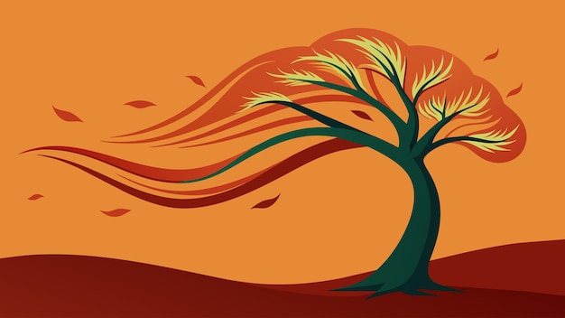 Vettore un albero che oscilla nel vento simboleggia la flessibilità stoica e l'adattabilità di fronte al cambiamento