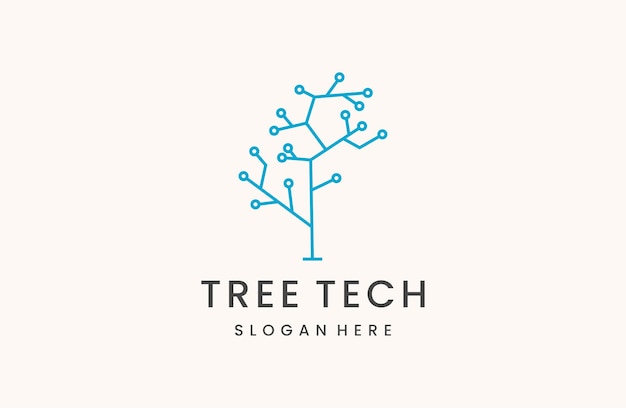 tree tech digital logo vector icon