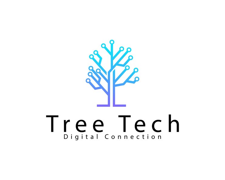 Vector tree tech logo creative design concept smart digital connect network