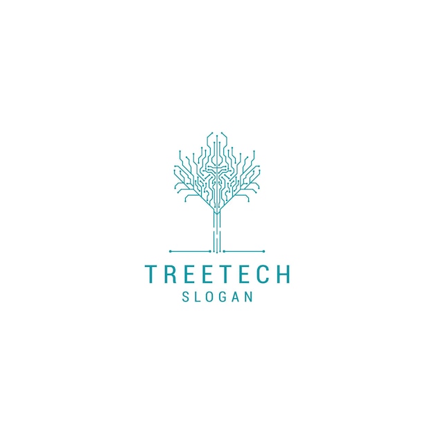 Tree tech logo design icon vector