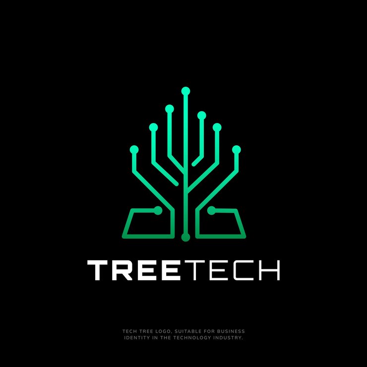 Vector tree tech logo design template vector illustration