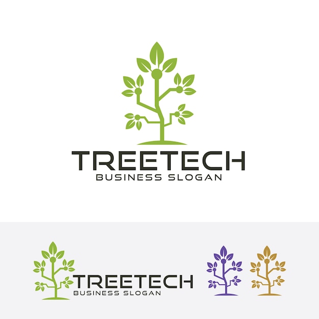 Modello di logo tecnologia albero