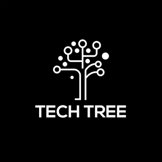 Vector tree technology network connection creative vector logo digital tree logotype concept tech tree