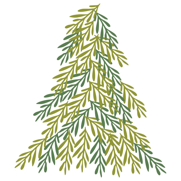 Дерево из еловых ветвей Рождественская елка сосна зима вечнозеленая ботаника векторная иллюстрация i