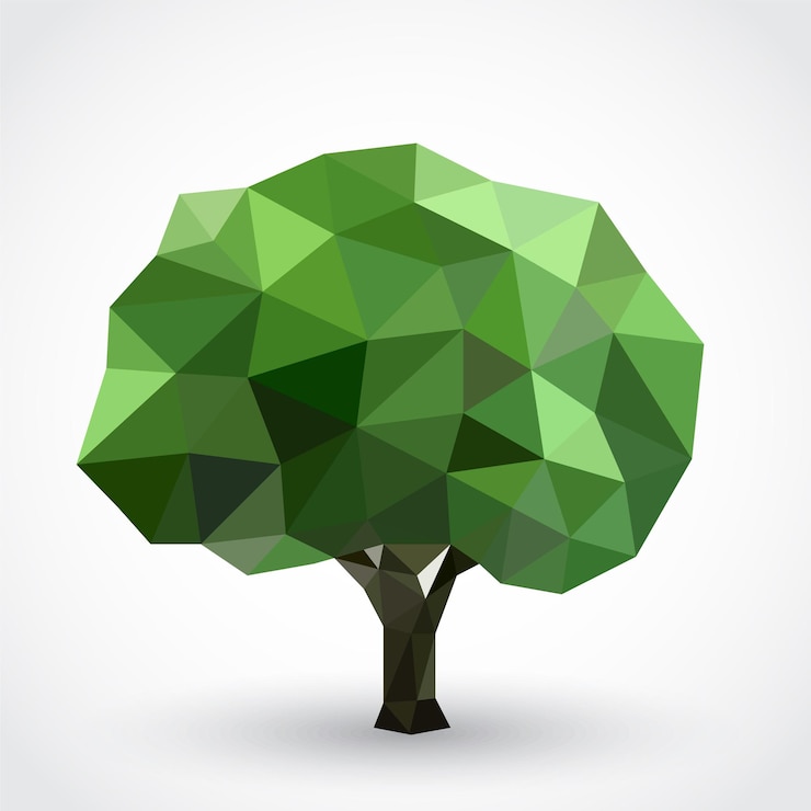 Vector tree triangle polygonal shape object icon