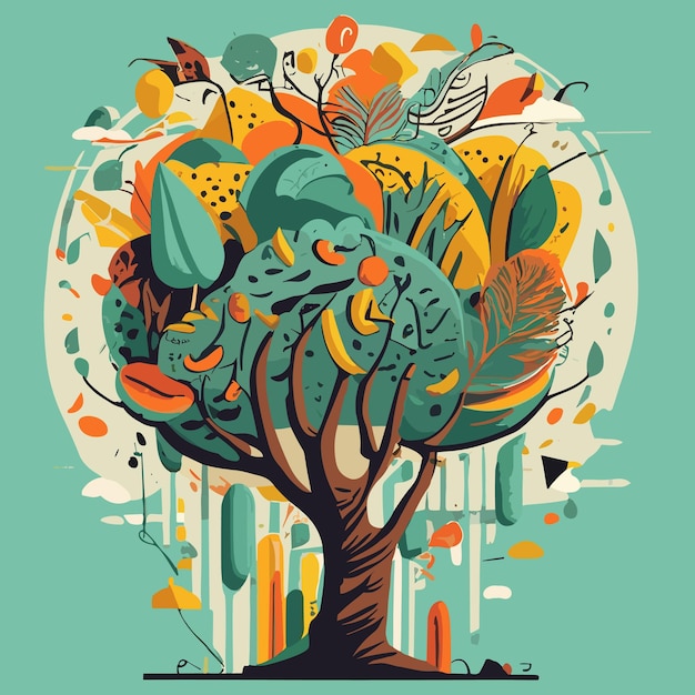 Tree vector art landscape illustration