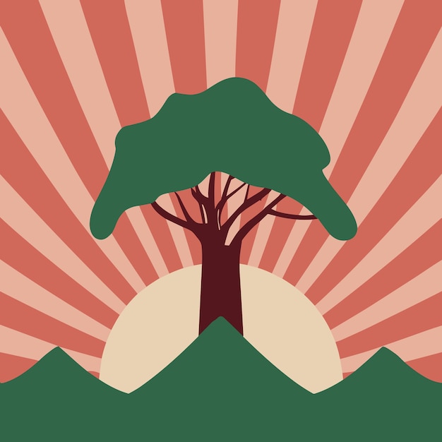 Tree vector art landscape illustration