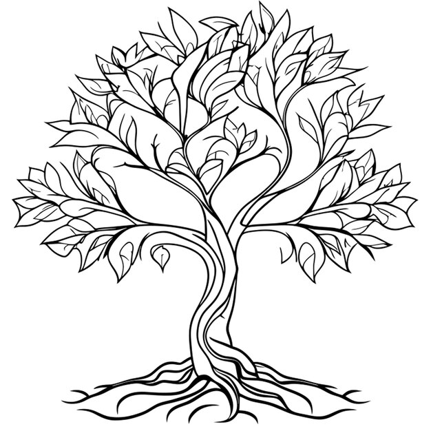 tree vector illustration line art