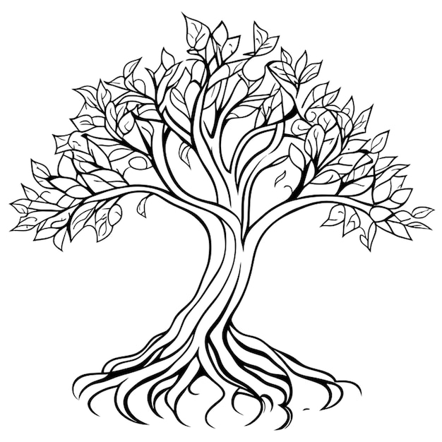 Vector tree vector illustration line art