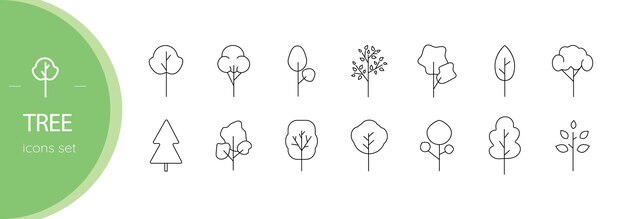 Tree Vector linear icons set