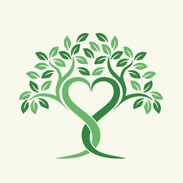 tree vector logo design tree icon with heart shape suitable for child development