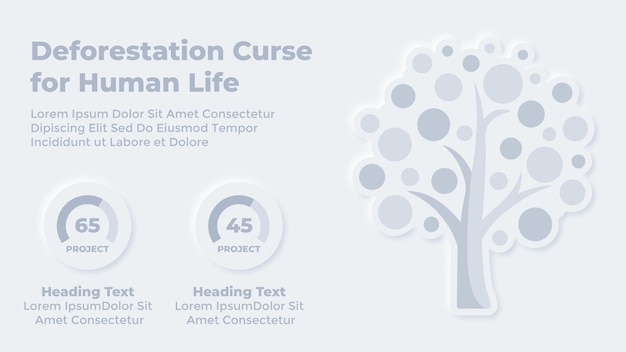 나무 벡터 Neumorphic Infographic 프레 젠 테이 션 슬라이드 템플릿