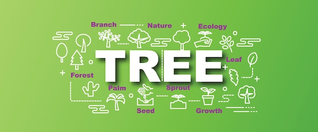 Tree vector trendy banner