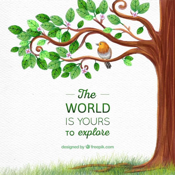 वेक्टर tree with bird and inspiring message