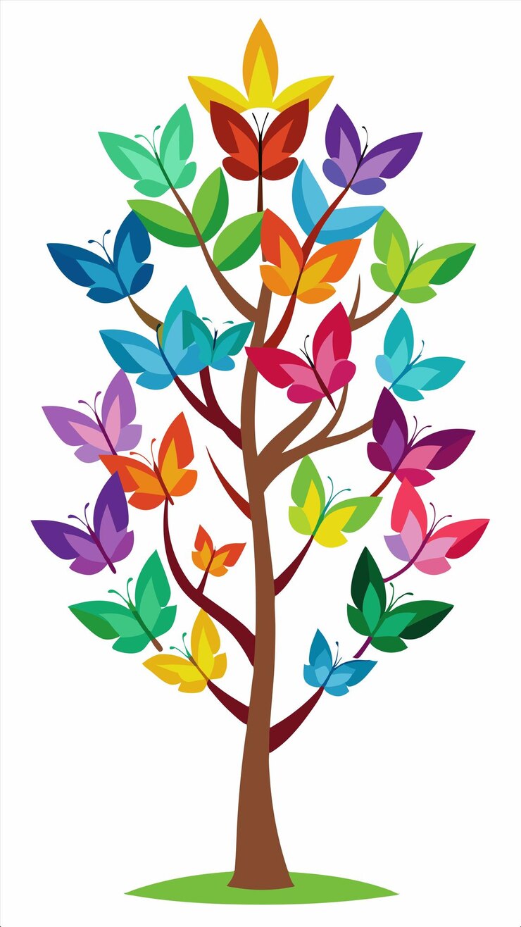 Vector a tree with colorful leaves