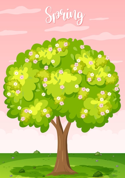 Vector a tree with flowers in spring season