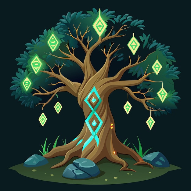 Tree with glowing runes