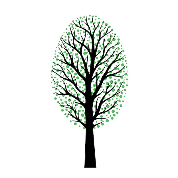 Tree with green dots stylized as leaves