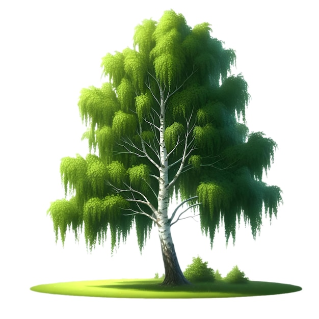 초록색 잎과 나무의 그림이 있는 색 배경의 나무