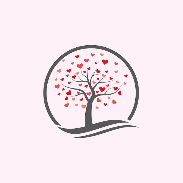 Vector tree with heart leaves