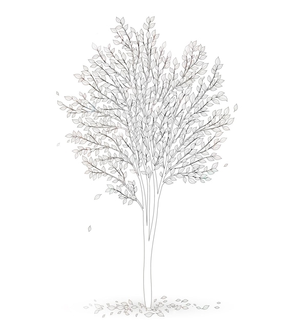 Vettore albero con foglie su sfondo bianco vettoriale