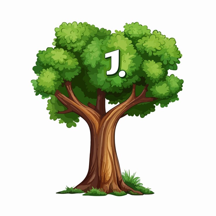 Vector tree with letter i illustration on white background