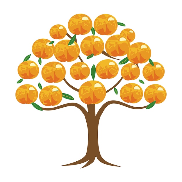 a tree with oranges and green leaves on it