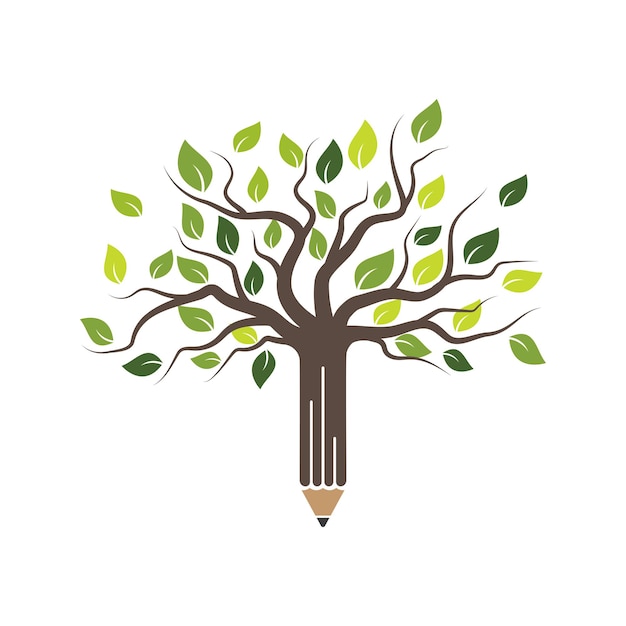 Vector tree with pencil writer