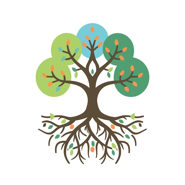 Tree with roots vector illustration