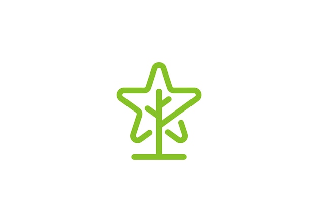 스타 로고와 함께 창의적인 식물 자연 나무 기호 디자인 템플릿