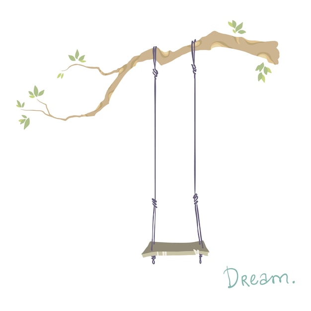 Vector tree with a swing. vector illustration.