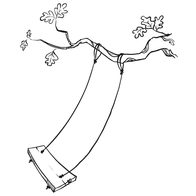 Tree with a swing. vector illustration.