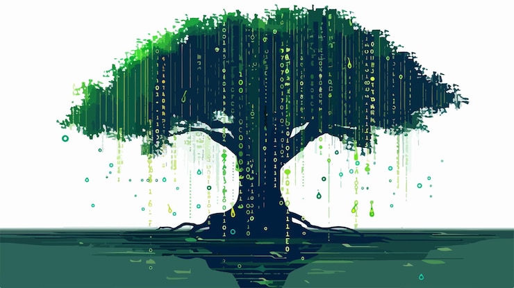 Vector a tree with a tree in the middle of it