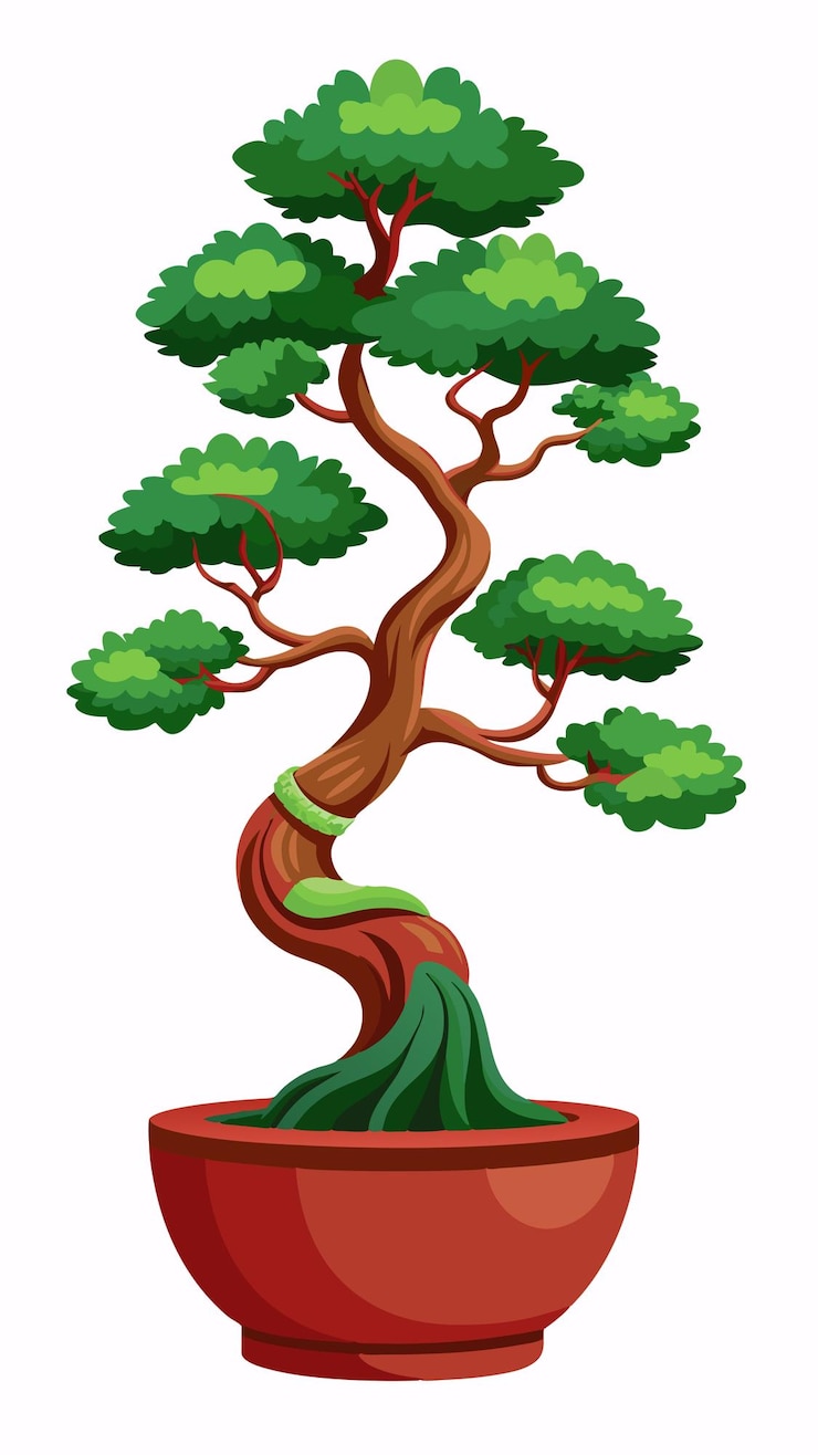 Vector a tree with a trunk and the word quot bonsai quot on it